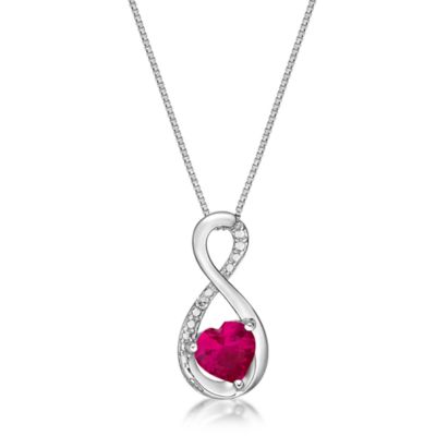 Gemminded Lab Created Heart-Shaped Gemstone Infinity Pendant in Sterling Silver, 18 in
