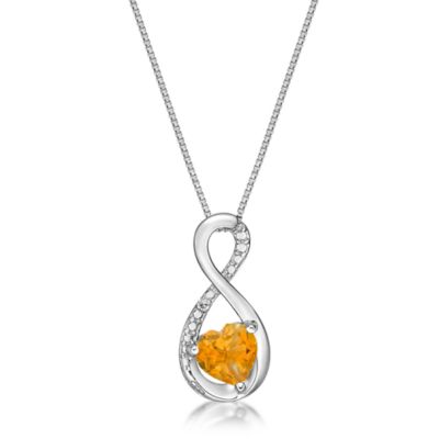 Gemminded Lab Created Heart-Shaped Gemstone Infinity Pendant in Sterling Silver, 18 in