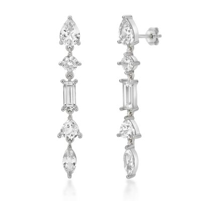 Gemminded Lab Created 5 ct. t.w. White Sapphire Drop Earrings in Sterling Silver