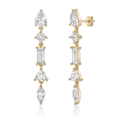 Gemminded Lab Created 5 ct. t.w. White Sapphire Drop Earrings in Sterling Silver, Yellow