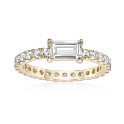 Gemminded Lab Created 2 1/10 ct. t.w. White Sapphire Ring in 2 Micron Gold Plated Silver