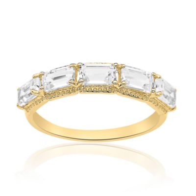 Gemminded Lab Created 1 5/8 ct. t.w. White Sapphire Ring in 2 Micron Gold Plated Silver