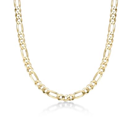 LYNX Men's 8mm Flat Figaro Chain Necklace in 14k Gold Over Silver, Yellow, 24 in