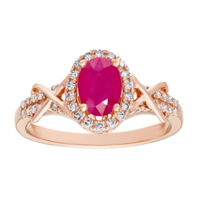 Gemminded 1 ct. t.w. Ruby and 1/4 ct. t.w. Diamond Ring in 10K Rose Gold, 6