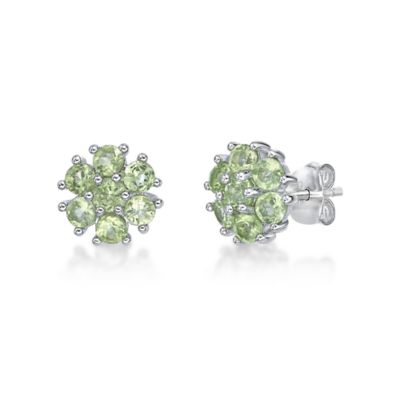 Gemminded Lab Created Women's Sterling Silver Seven Stone Flower Gemstone Stud Earrings