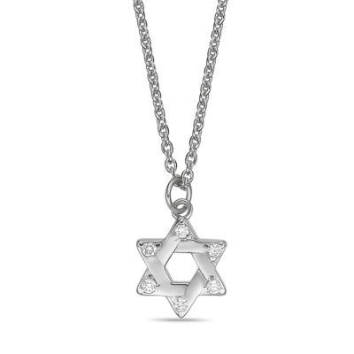 Brilliant Grown Lab Created Diamond Star of David Pendant Necklace in Sterling Silver, 16 in