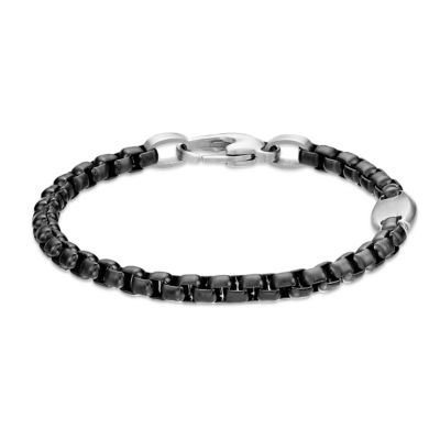 LYNX Men's Stainless Steel 4mm Round Box Chain Bracelet, 8.5 in