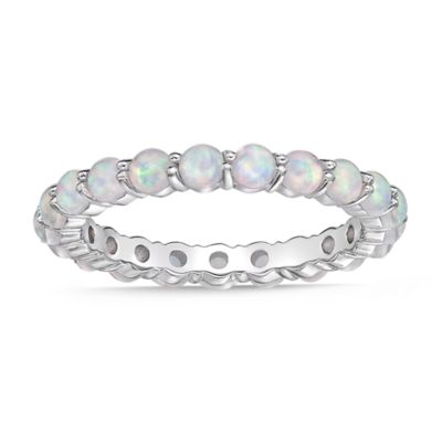 Gemminded Women's Round Gemstone Eternity Band Ring in Sterling Silver, 8