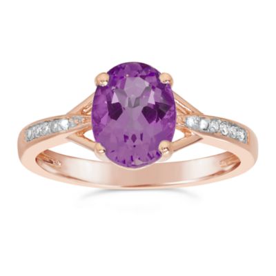 Gemminded Women's Oval Gemstone Ring in Rose Gold-Plated Sterling Silver, 7