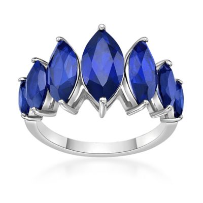 Gemminded Lab Created Women's Seven Stone Marquise-Cut Statement Ring, Blue, 6