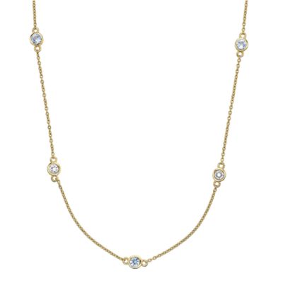 Gemminded Women's Sterling Silver Bezel-Set Gemstone Station Necklace, 18 in