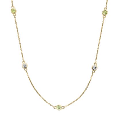 Gemminded Women's Sterling Silver Bezel-Set Gemstone Station Necklace, 18 in
