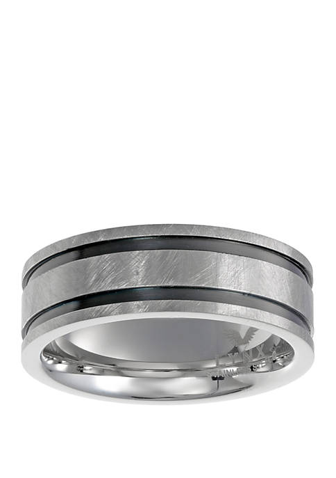 Mens Stainless Steel Ring with Black Ion Plating