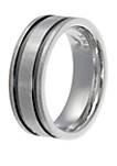 Mens Stainless Steel Ring with Black Ion Plating