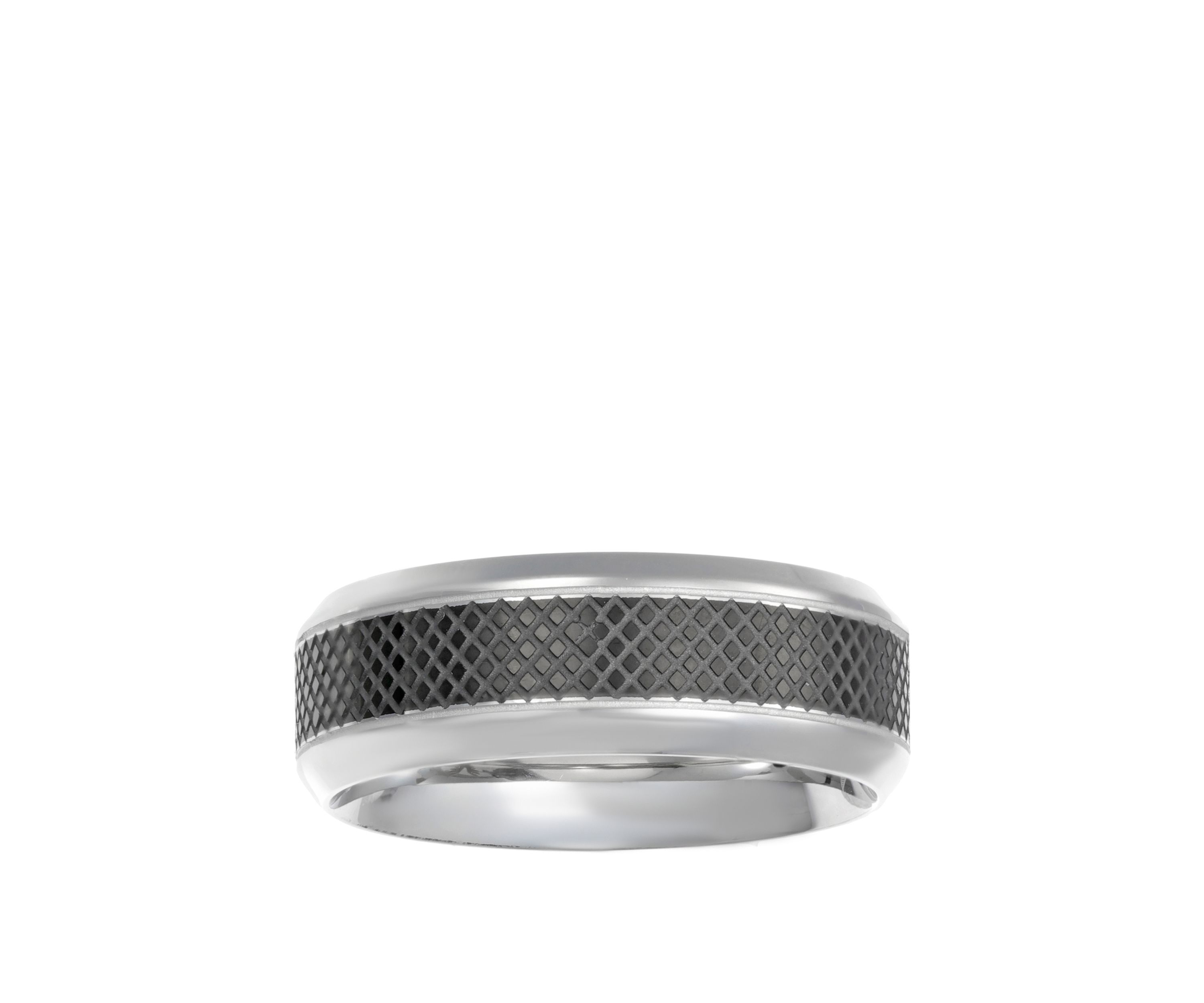 Mens Stainless Steel Ring with Black Ion Plating
