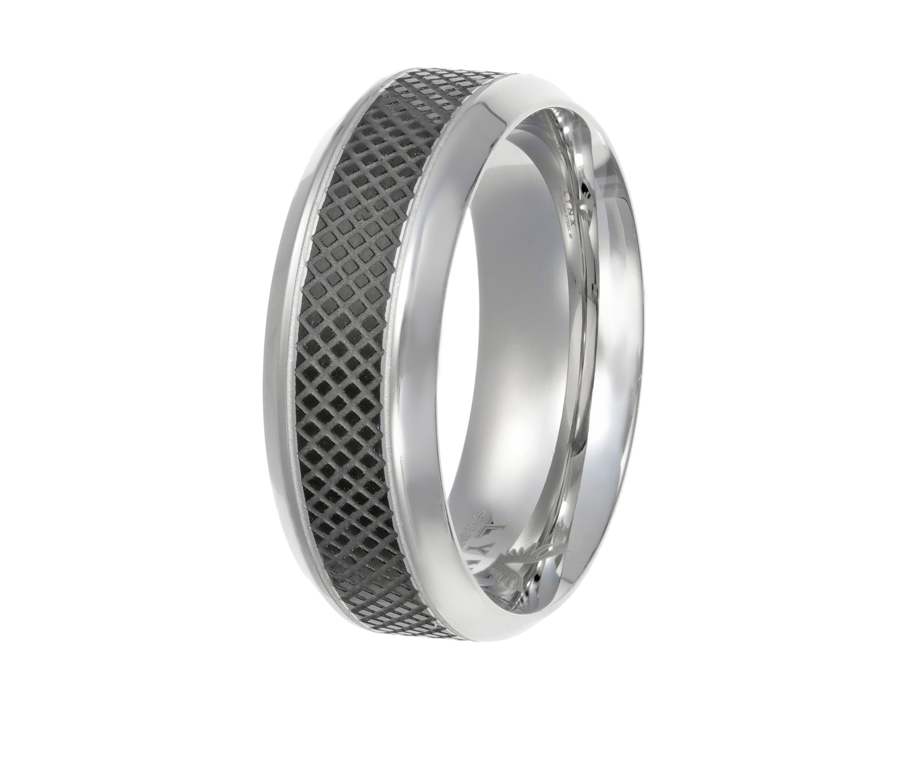 Mens Stainless Steel Ring with Black Ion Plating