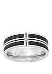 Mens Stainless Steel Ring with Diamond 0.02 ct. t.w. Black Ion Plating 