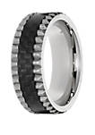 Mens Stainless Steel Ring with Forged Carbon Fiber