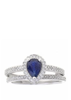 Belk & Co 7/8 Ct. T. W. Sapphire And 1/4 Ct. T.w. Diamond Ring In 10K White Gold