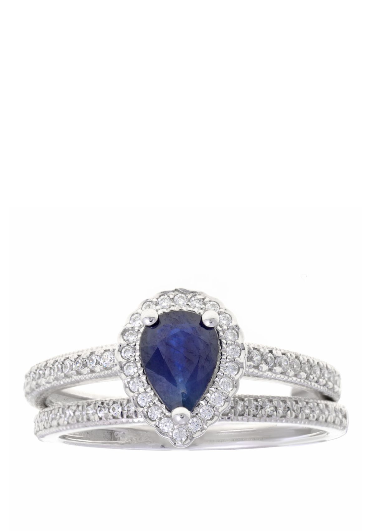 7/8 ct. t. w. Sapphire and 1/4 ct. t.w. Diamond Ring in 10K White Gold