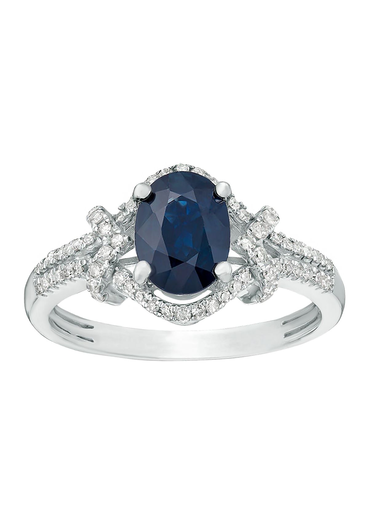 1 1/2 ct. t.w. Sapphire and 1/4 ct. t.w. Diamond Ring in 10K White Gold