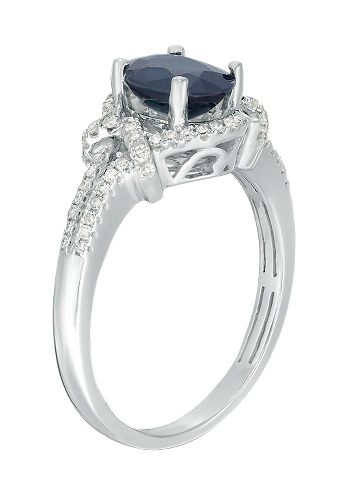 1 1/2 ct. t.w. Sapphire and 1/4 ct. t.w. Diamond Ring in 10K White Gold