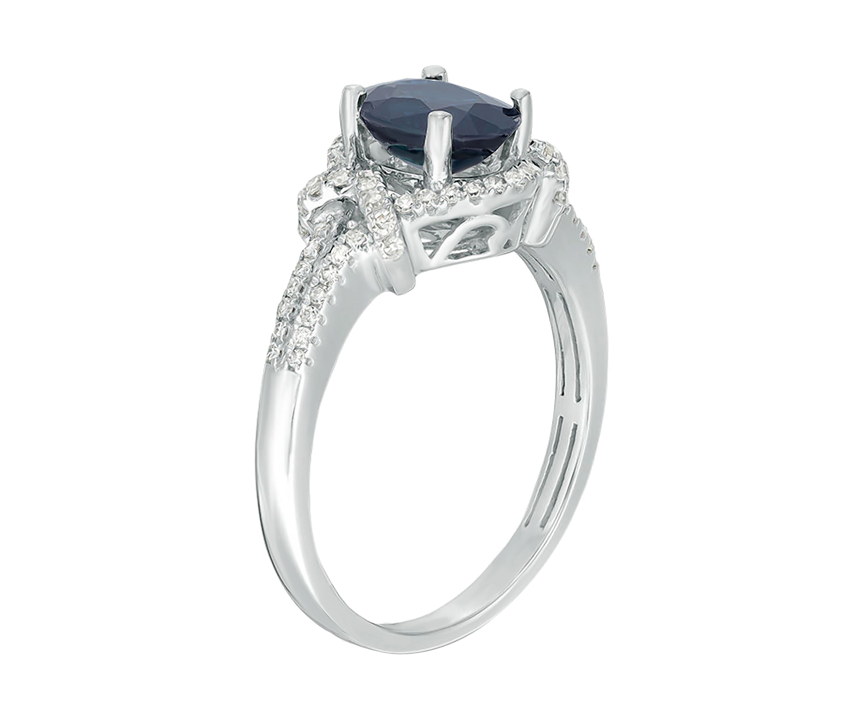 1 1/2 ct. t.w. Sapphire and 1/4 ct. t.w. Diamond Ring in 10K White Gold