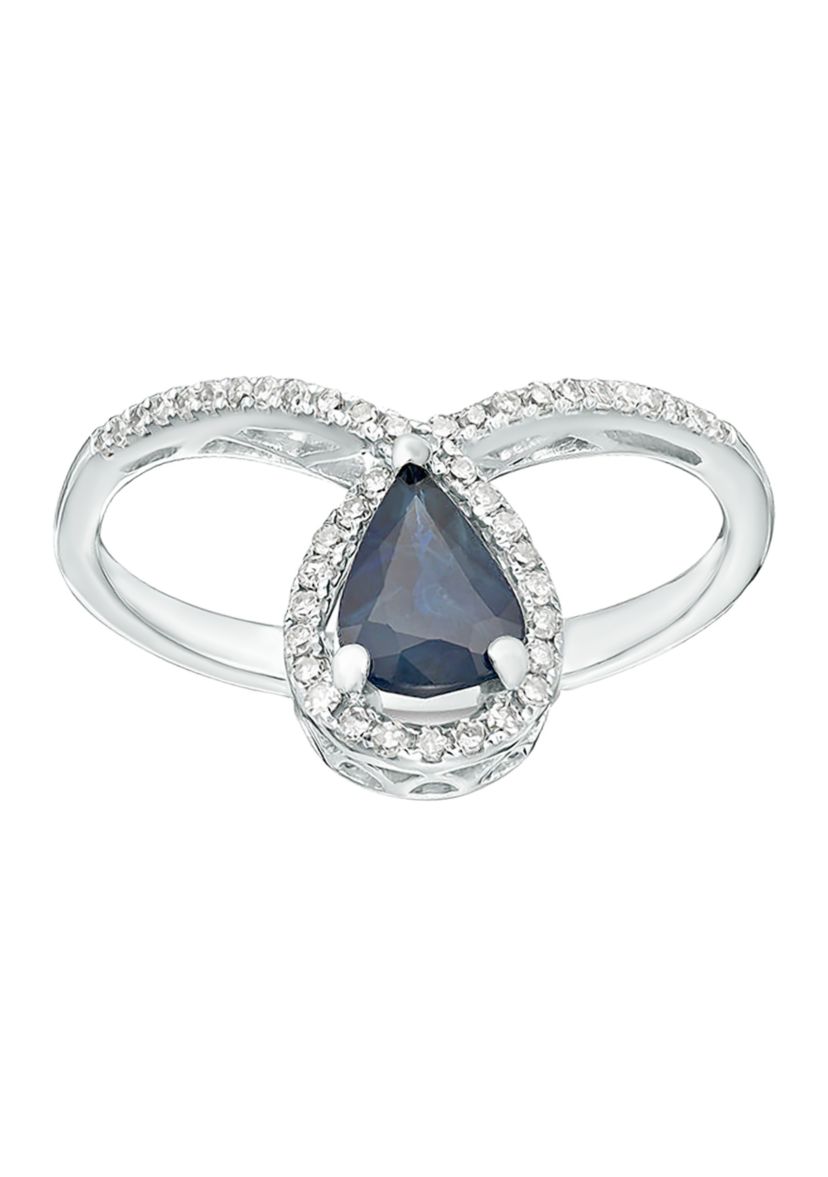 3/4 ct. t.w. Sapphire and 1/6 ct. t.w. Diamond Ring in 10K White Gold
