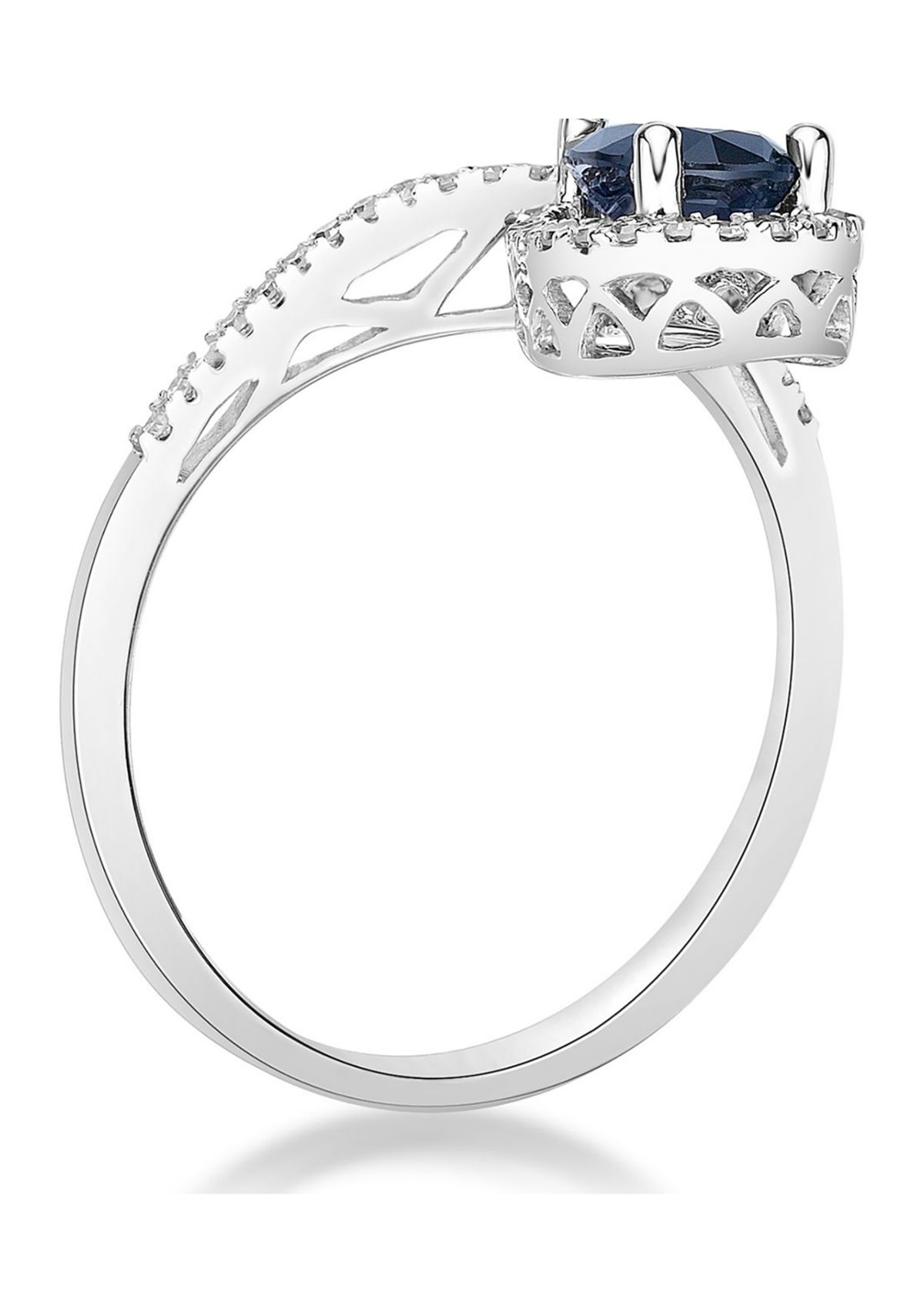 3/4 ct. t.w. Sapphire and 1/6 ct. t.w. Diamond Ring in 10K White Gold