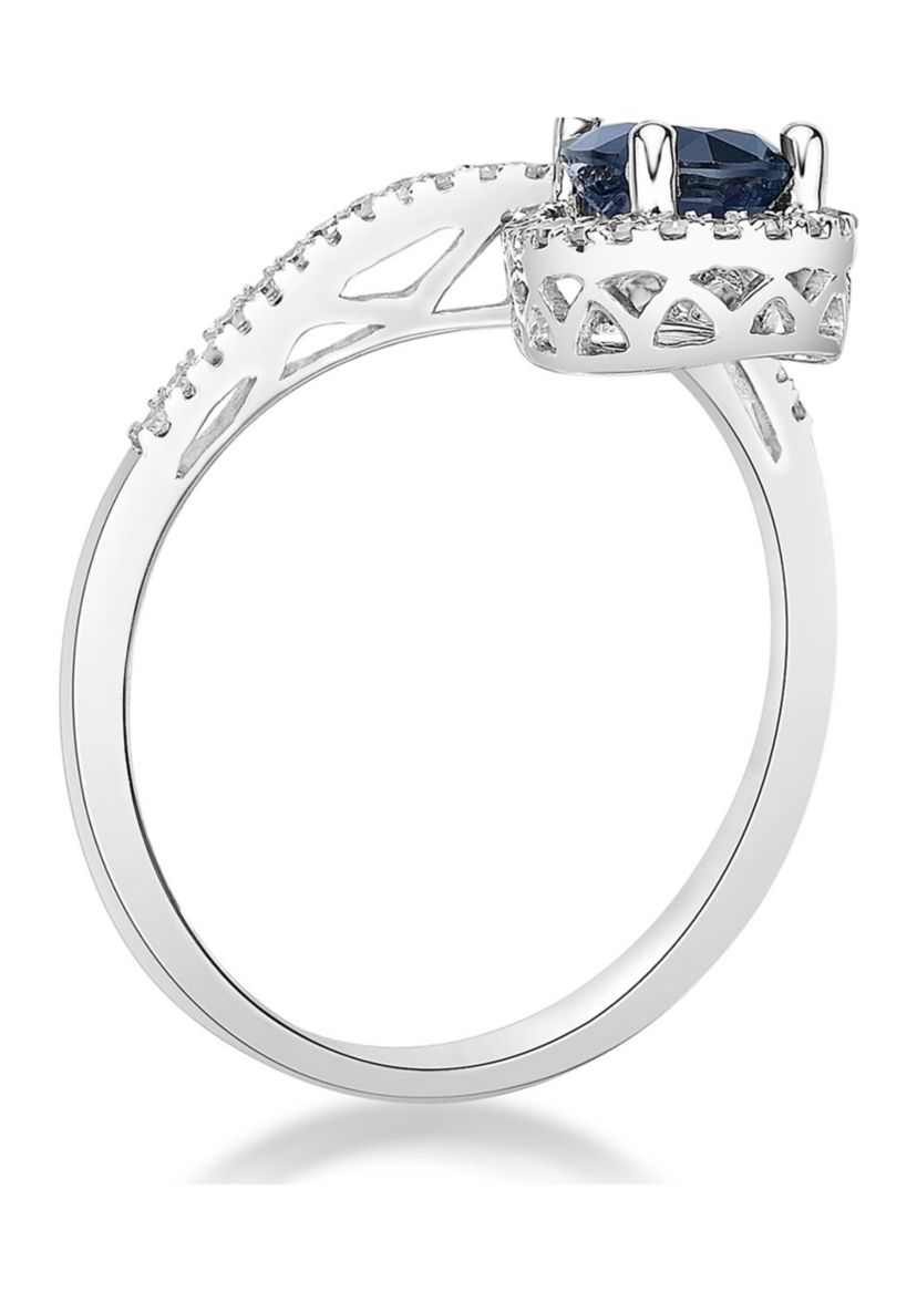 3/4 ct. t.w. Sapphire and 1/6 ct. t.w. Diamond Ring in 10K White Gold