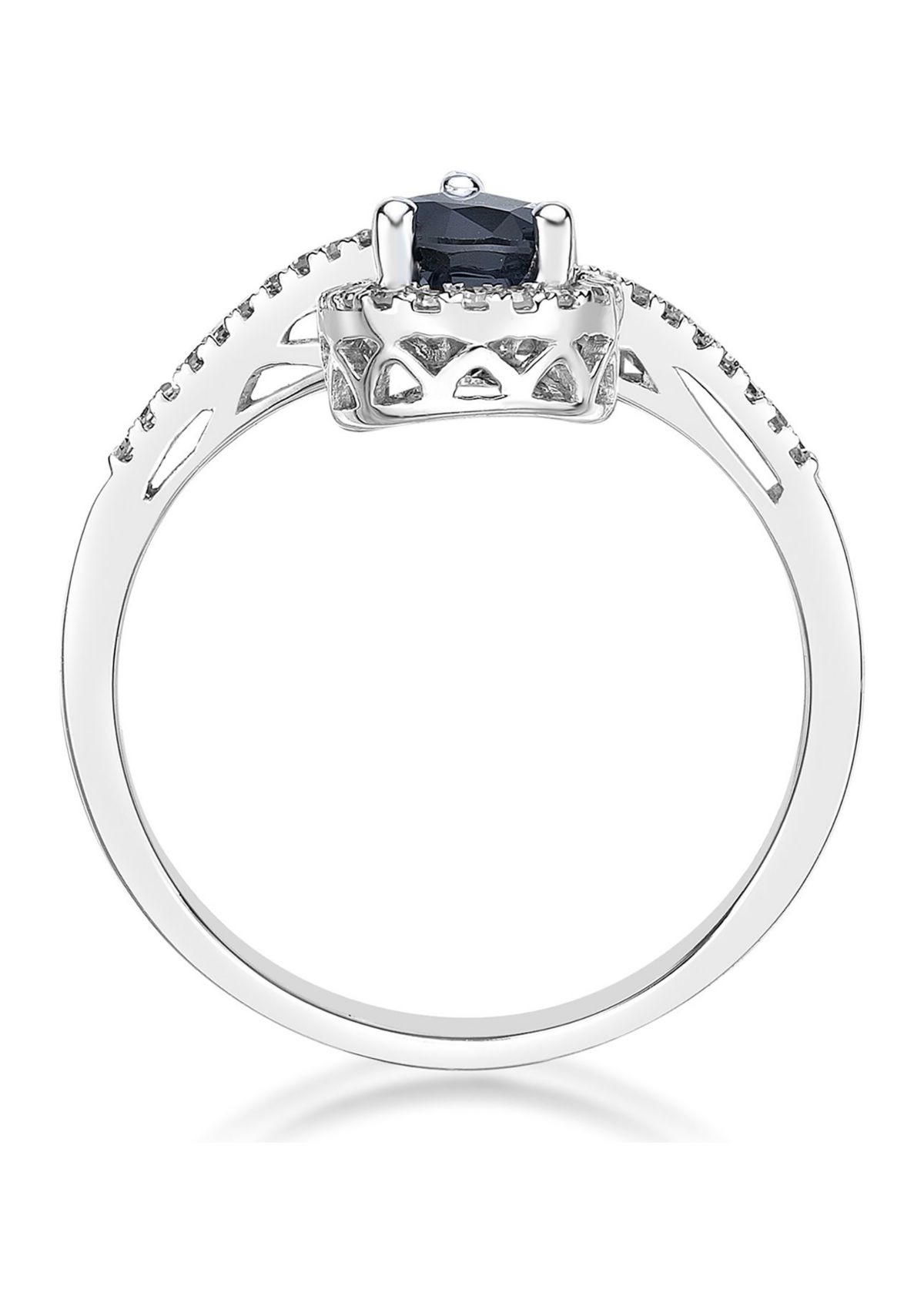 3/4 ct. t.w. Sapphire and 1/6 ct. t.w. Diamond Ring in 10K White Gold