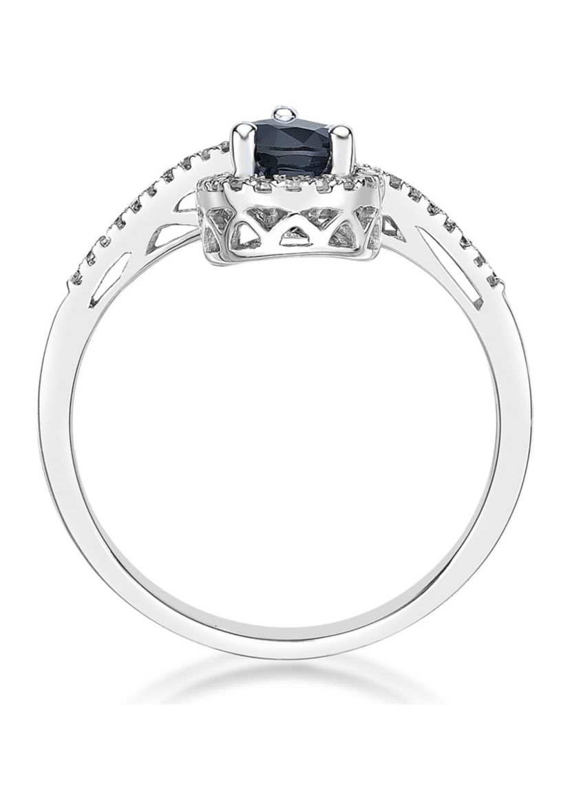 3/4 ct. t.w. Sapphire and 1/6 ct. t.w. Diamond Ring in 10K White Gold