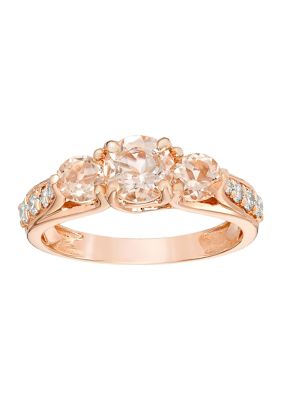 Belk & Co 3/4 Ct. T.w. Morganite And 1/5 Ct. T.w. Diamond Ring In 10K Rose Gold, Pink, 7 -  0736966845262