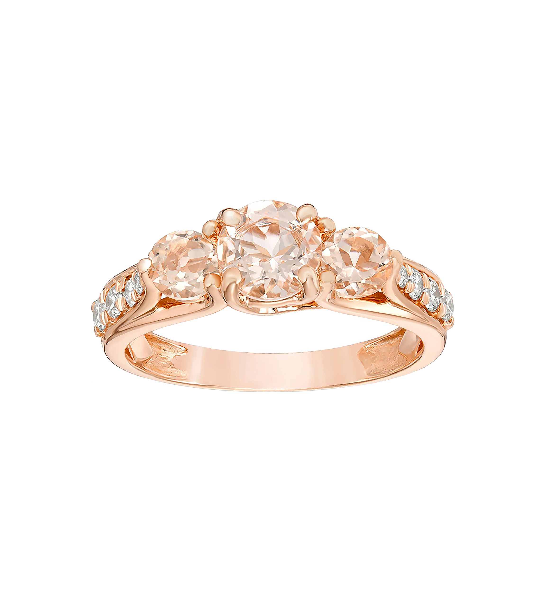 3/4 ct. t.w. Morganite and 1/5 ct. t.w. Diamond Ring in 10K Rose Gold