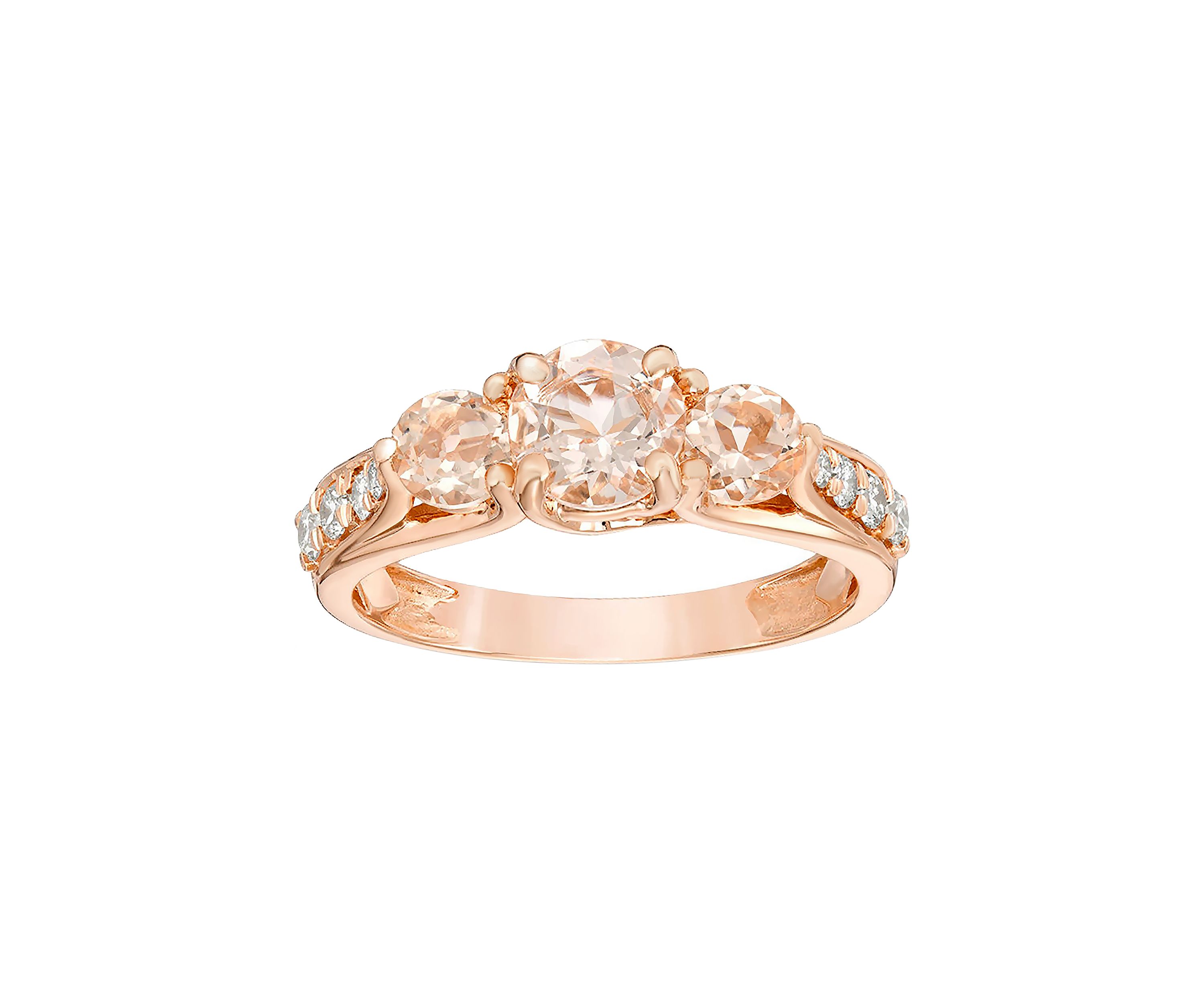 3/4 ct. t.w. Morganite and 1/5 ct. t.w. Diamond Ring in 10K Rose Gold