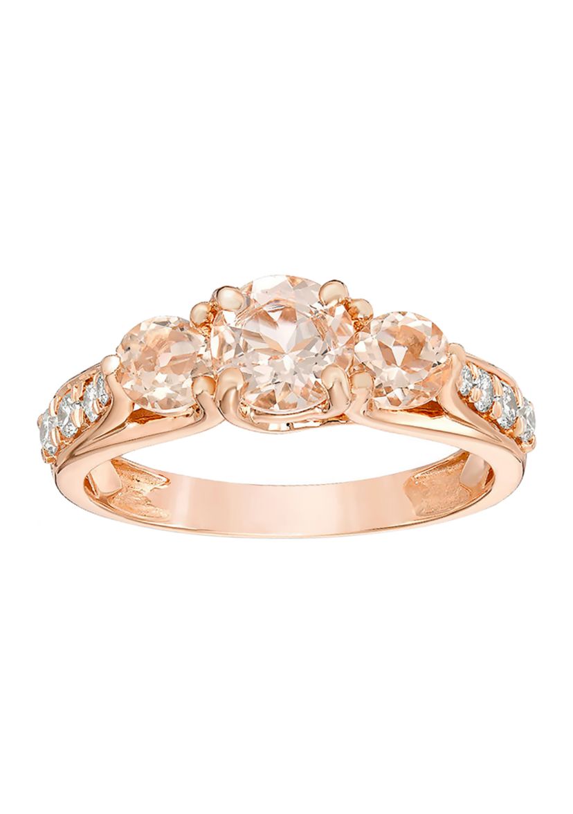 3/4 ct. t.w. Morganite and 1/5 ct. t.w. Diamond Ring in 10K Rose Gold
