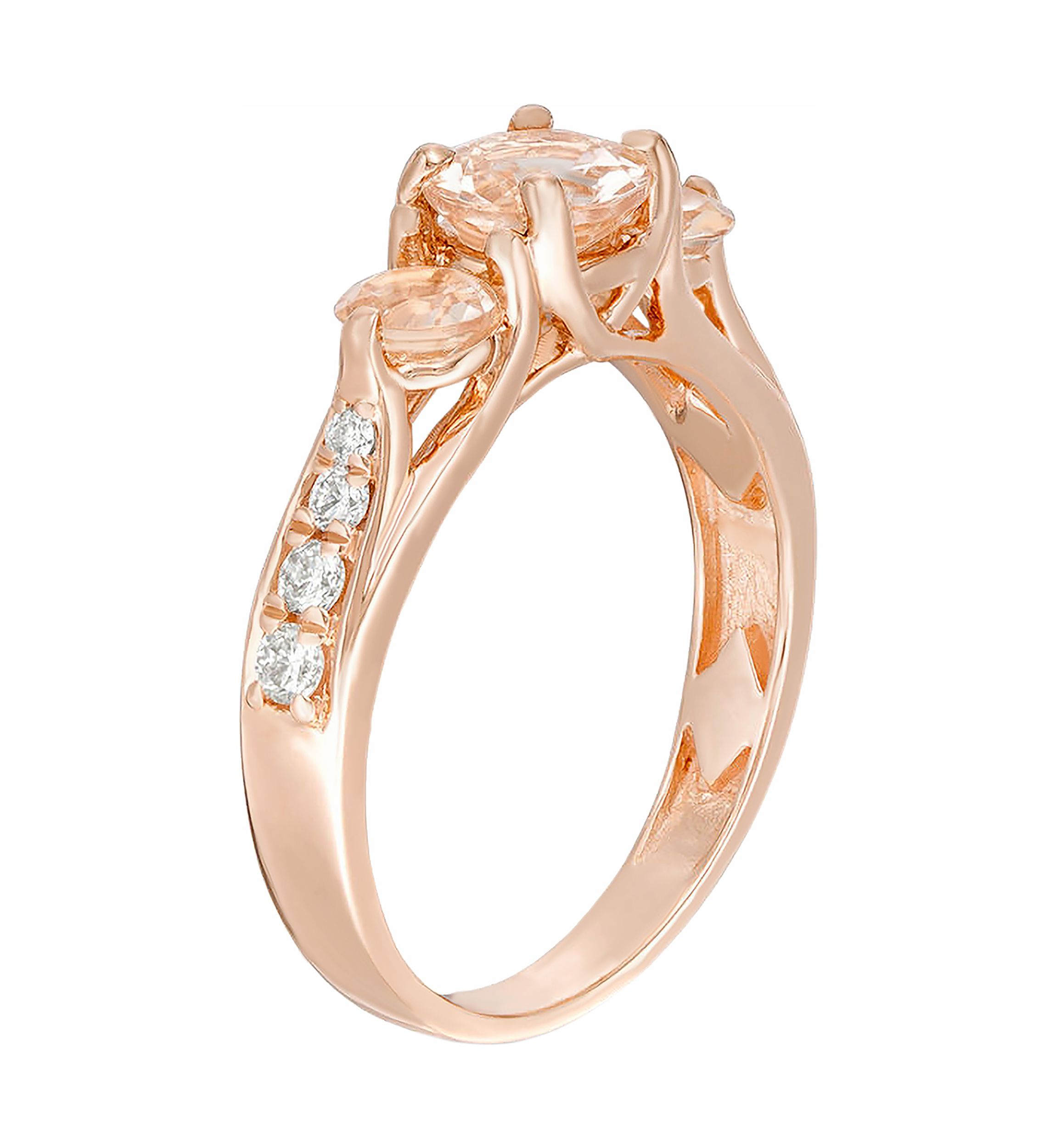 3/4 ct. t.w. Morganite and 1/5 ct. t.w. Diamond Ring in 10K Rose Gold