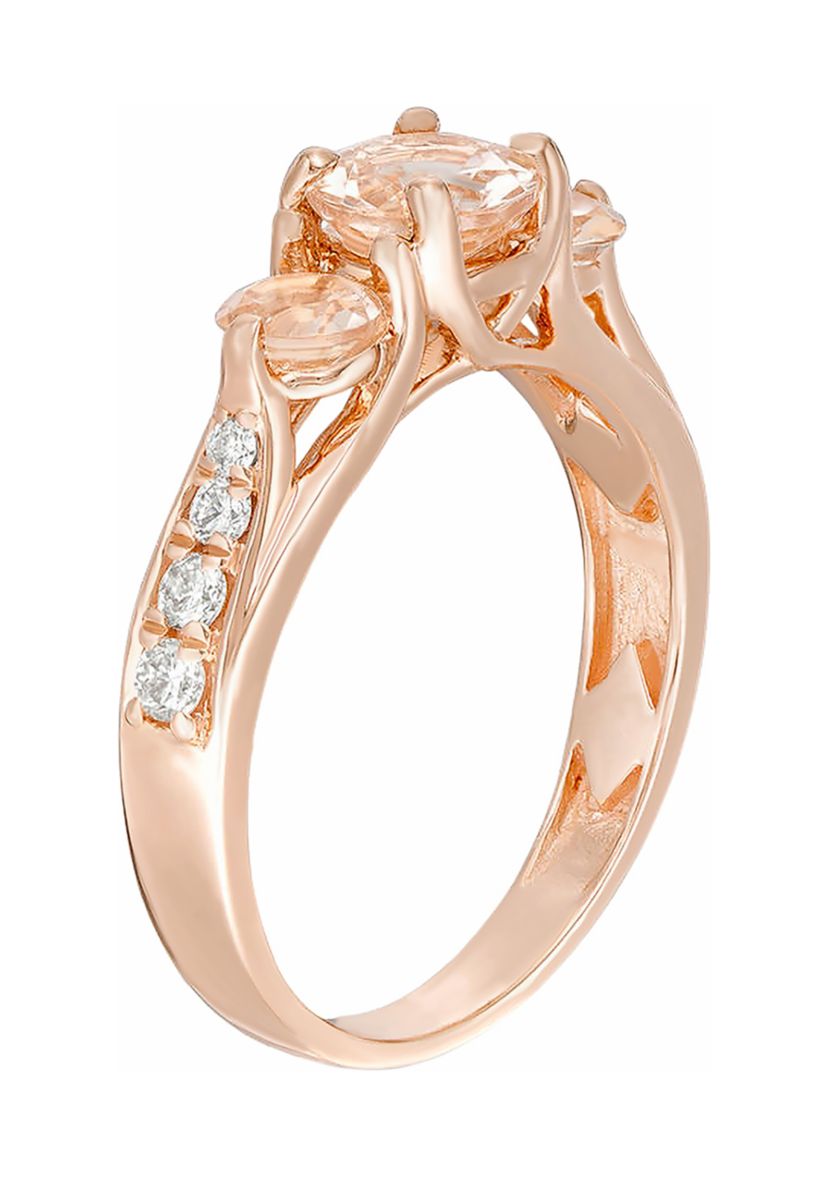 3/4 ct. t.w. Morganite and 1/5 ct. t.w. Diamond Ring in 10K Rose Gold