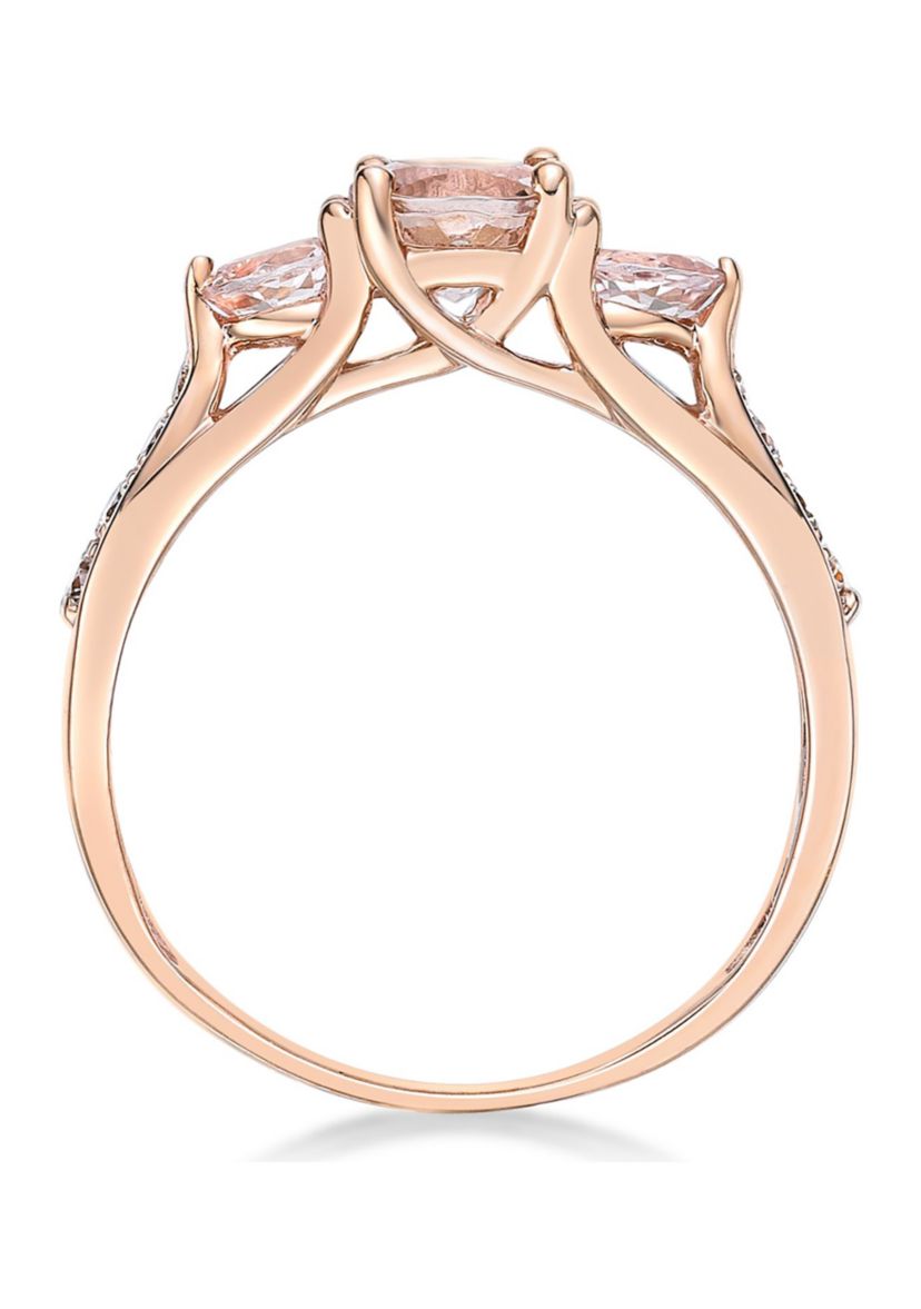 3/4 ct. t.w. Morganite and 1/5 ct. t.w. Diamond Ring in 10K Rose Gold
