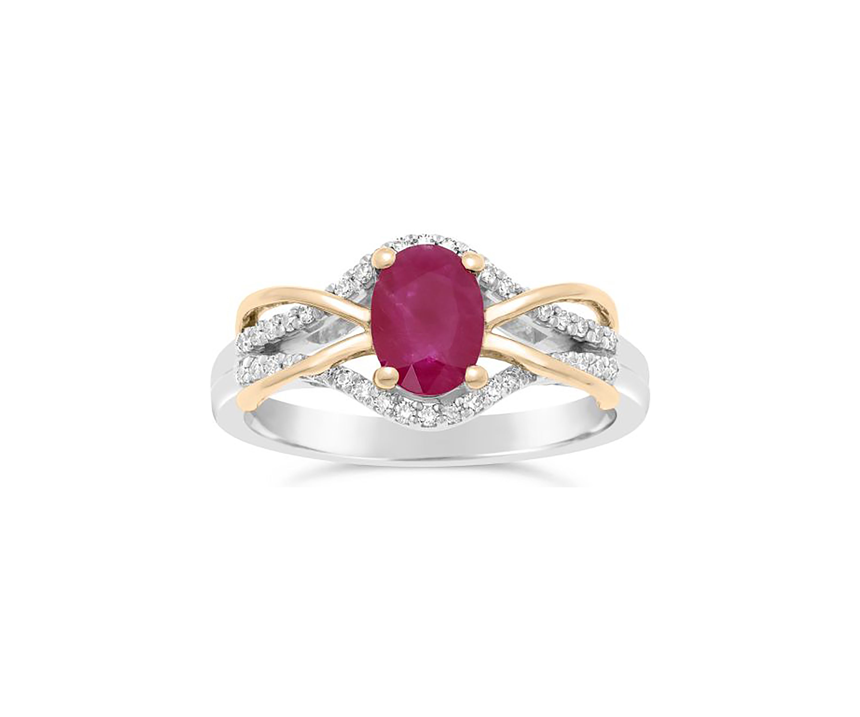 3/4 ct. t.w. Ruby and 1/6 ct. t.w. Diamond Ring in 10K Two-tone Gold