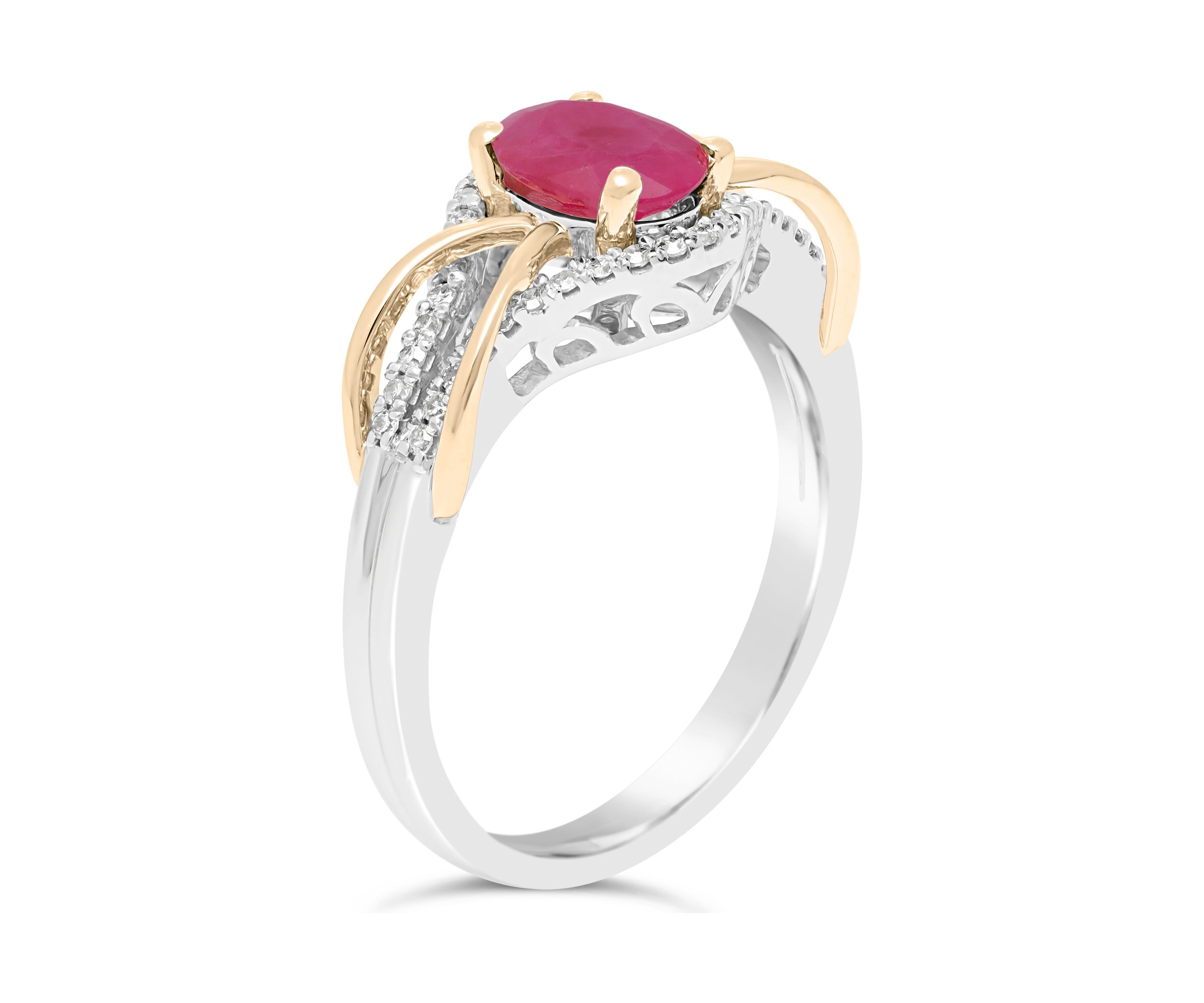 3/4 ct. t.w. Ruby and 1/6 ct. t.w. Diamond Ring in 10K Two-tone Gold