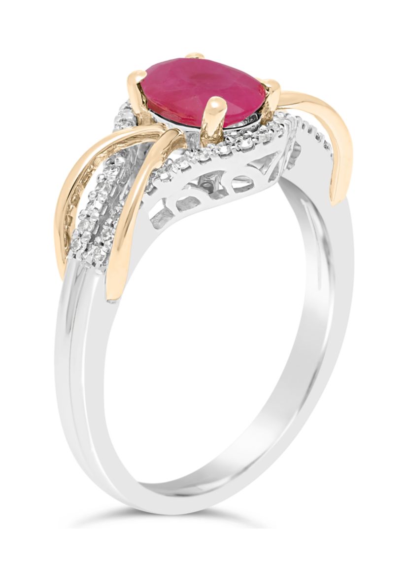 3/4 ct. t.w. Ruby and 1/6 ct. t.w. Diamond Ring in 10K Two-tone Gold