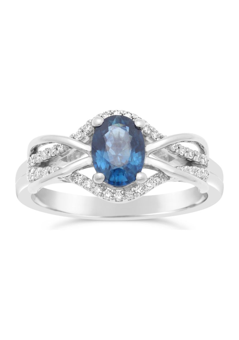 1 ct. t.w. Sapphire and 1/6 ct. t.w. Diamond Ring in 10K White Gold