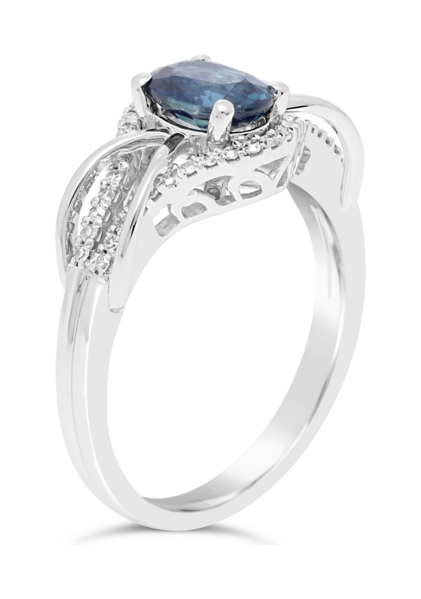 1 ct. t.w. Sapphire and 1/6 ct. t.w. Diamond Ring in 10K White Gold