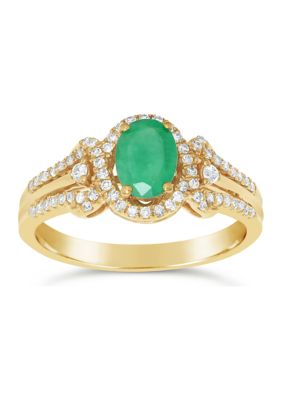 Belk & Co 3/4 Ct. T.w. Emerald And 1/4 Ct. T.w. Diamond Ring In 10K Yellow Gold