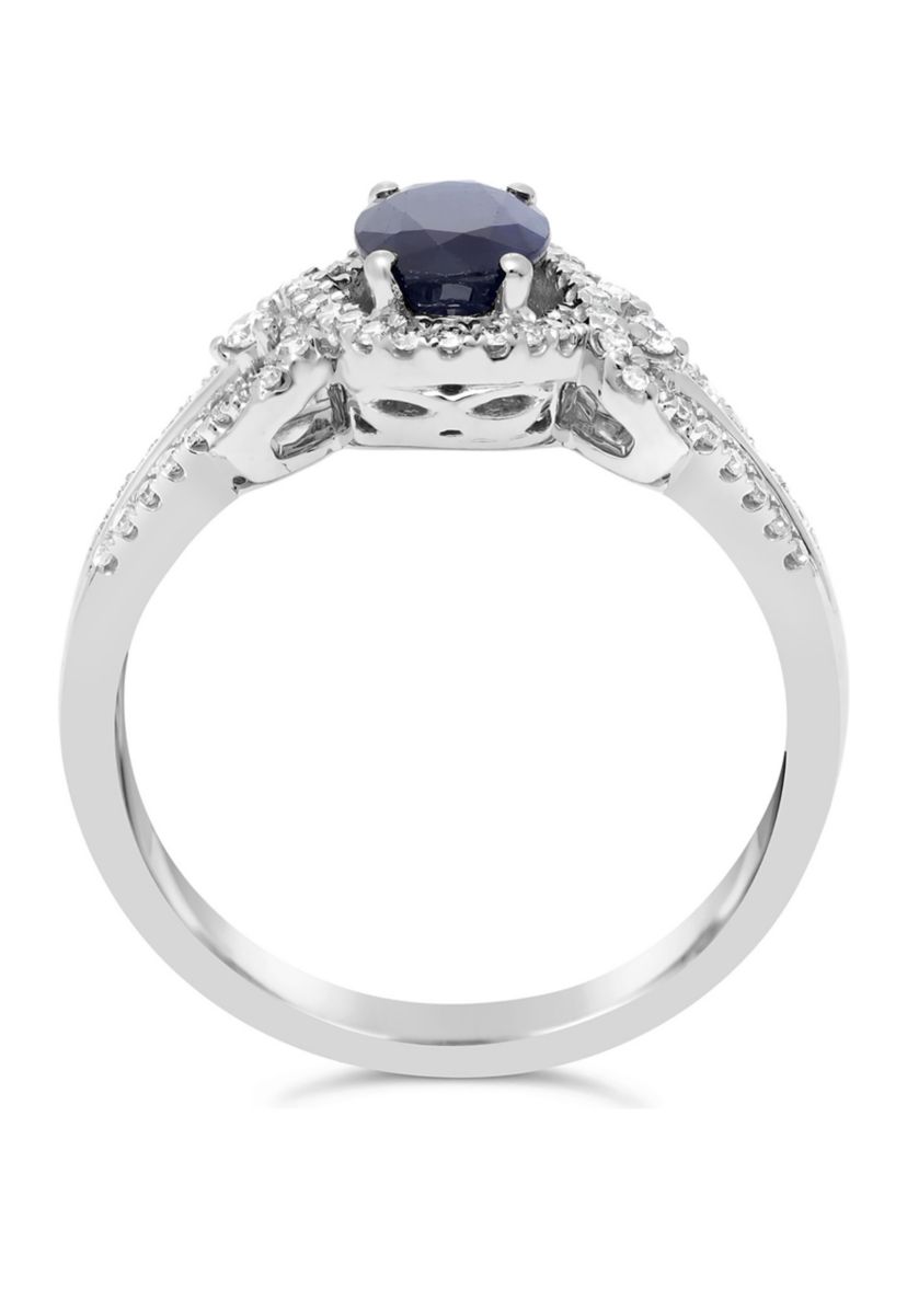 1 ct. t.w. Sapphire and 1/4 ct. t.w. Diamond Ring in 10K White Gold