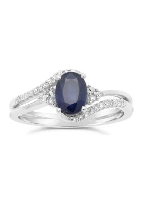 Belk & Co 1 Ct. T.w. Sapphire And 1/8 Ct. T.w. Diamond Ring In 10K White Gold