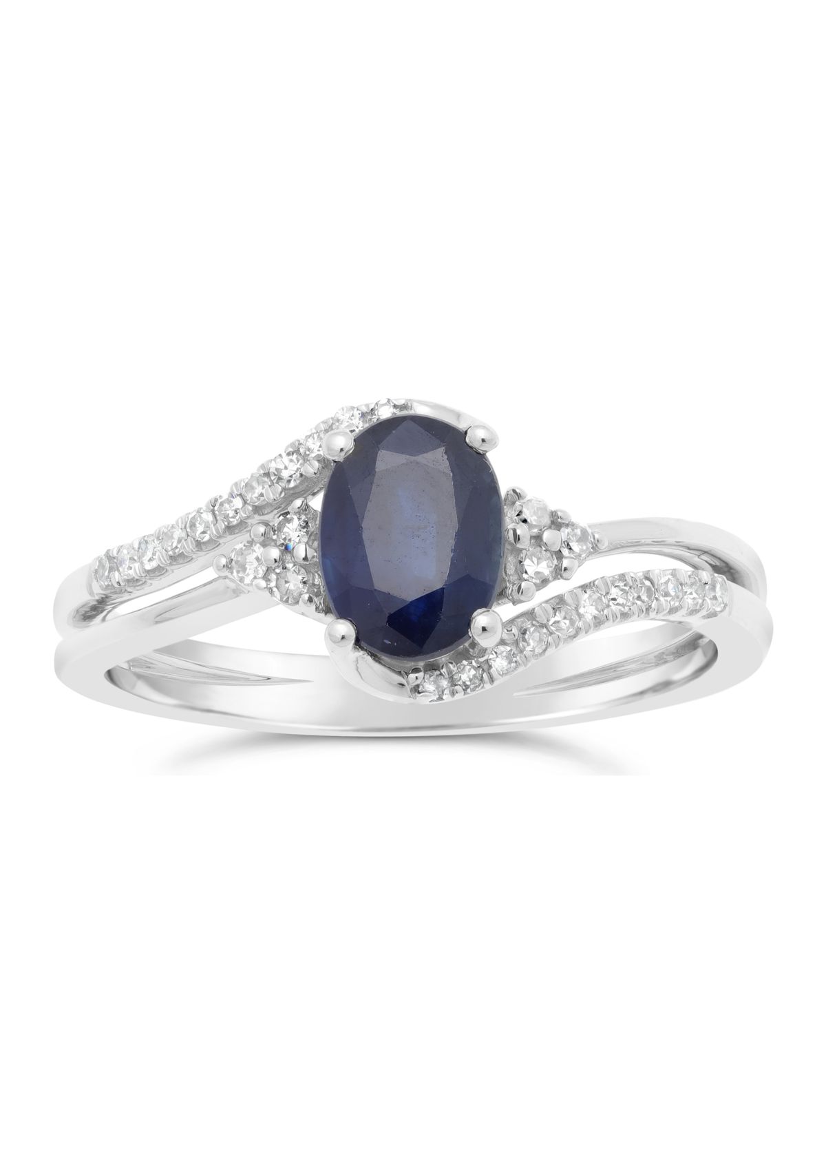 1 ct. t.w. Sapphire and 1/8 ct. t.w. Diamond Ring in 10K White Gold