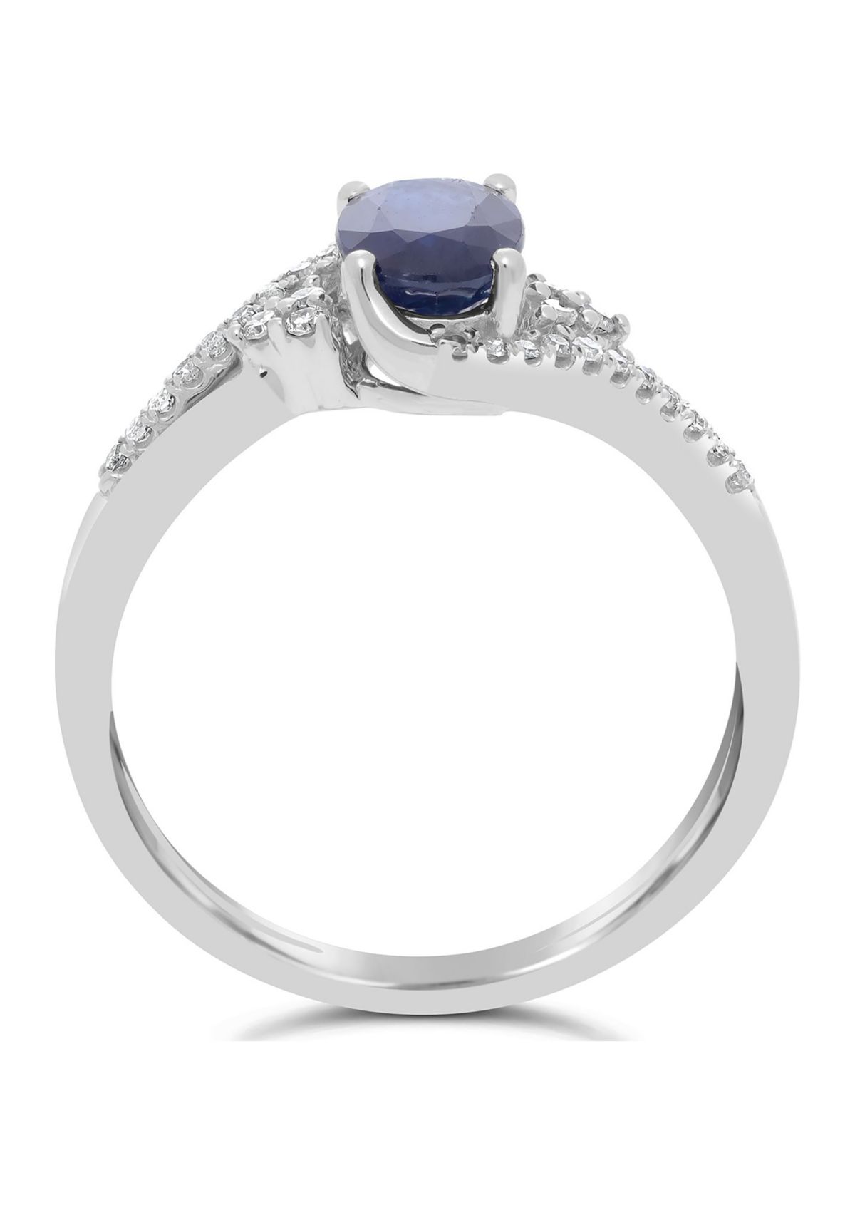 1 ct. t.w. Sapphire and 1/8 ct. t.w. Diamond Ring in 10K White Gold