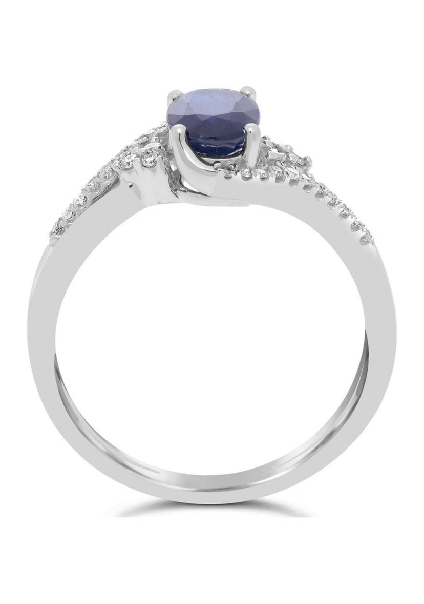 1 ct. t.w. Sapphire and 1/8 ct. t.w. Diamond Ring in 10K White Gold
